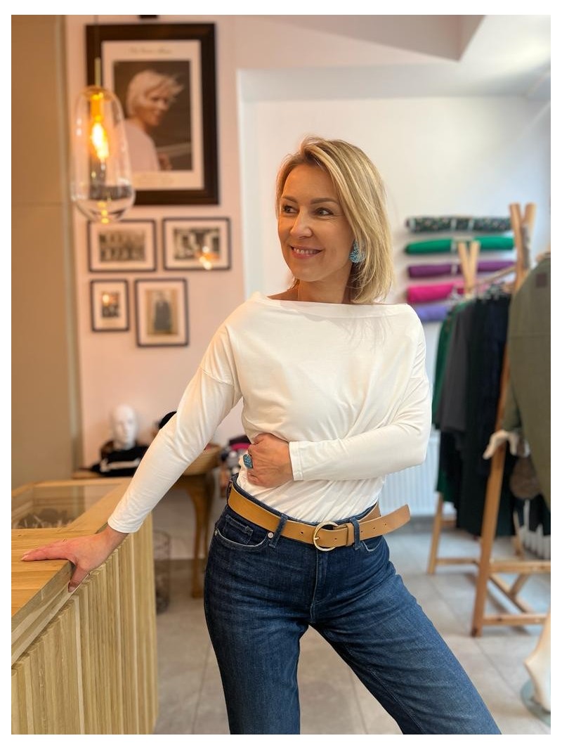 Miniatura produktu Biała wiskozowa Bluzka na długi rękaw Cynthia Ecru