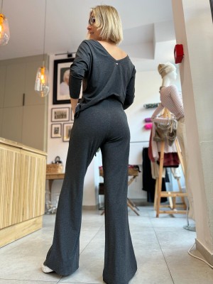 Wiskozowa Bluzka w kolorze szarym z wycięciem na plecach Anne Antracyt