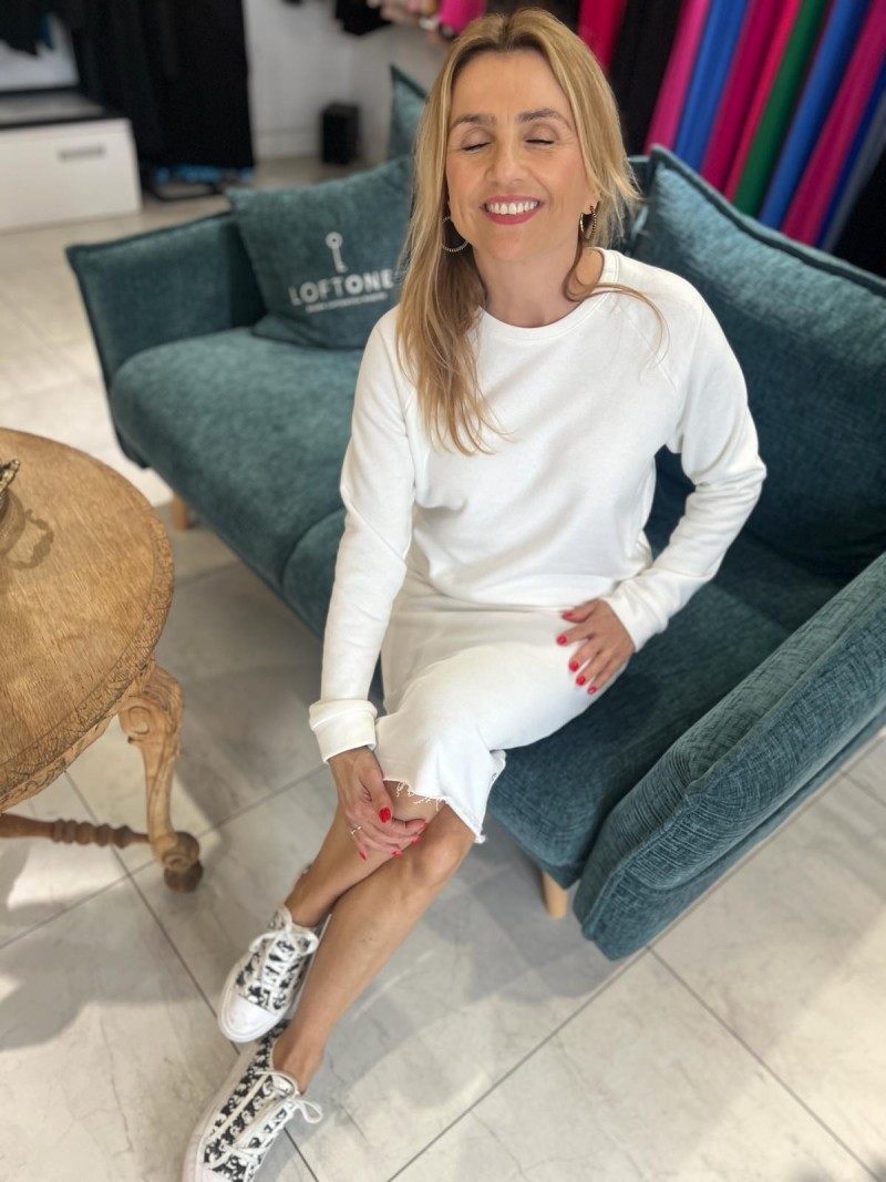 Miniatura produktu Biała Bawełniana Bluza bez kaptura Dressi White