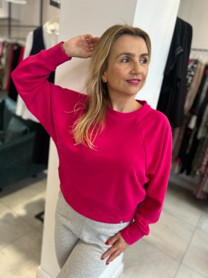 Fuksjowa Bawełniana Bluza bez kaptura Georgia Fuksja&Cotton