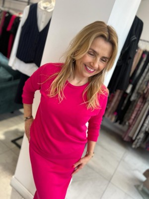 Fuksjowa Bawełniana Bluza bez kaptura Dressi Fuksja