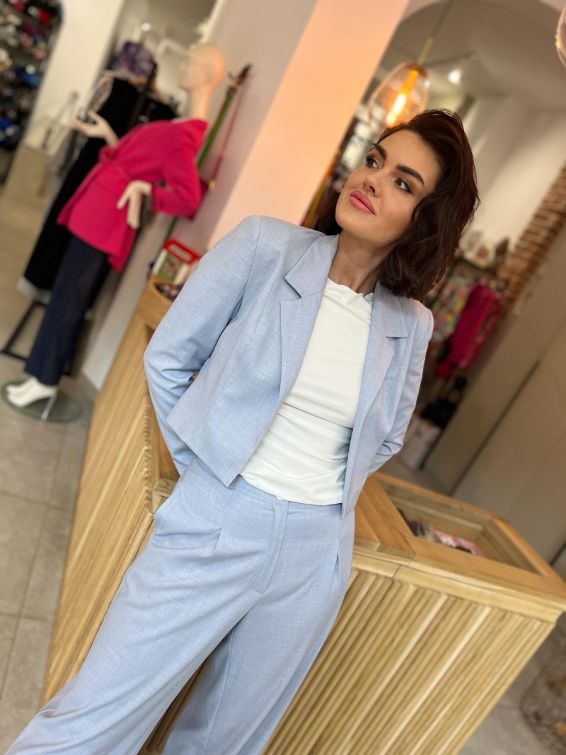 Miniatura produktu Niebieski krótki Żakiet bez zapięcia Marco Light Blue