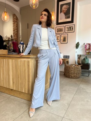 Błękitne Spodnie z szerokimi nogawkami Caroline Light Blue