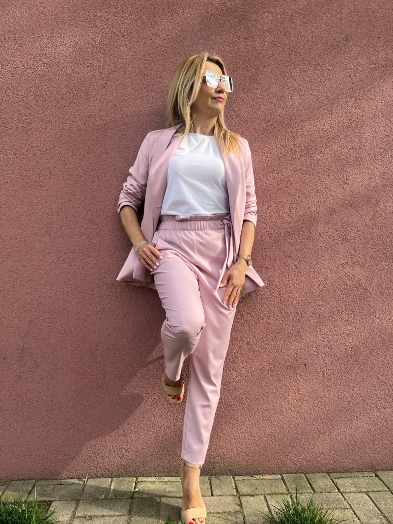 Miniatura produktu Różowy Żakiet taliowany z szerokim pasem Powder&Pink