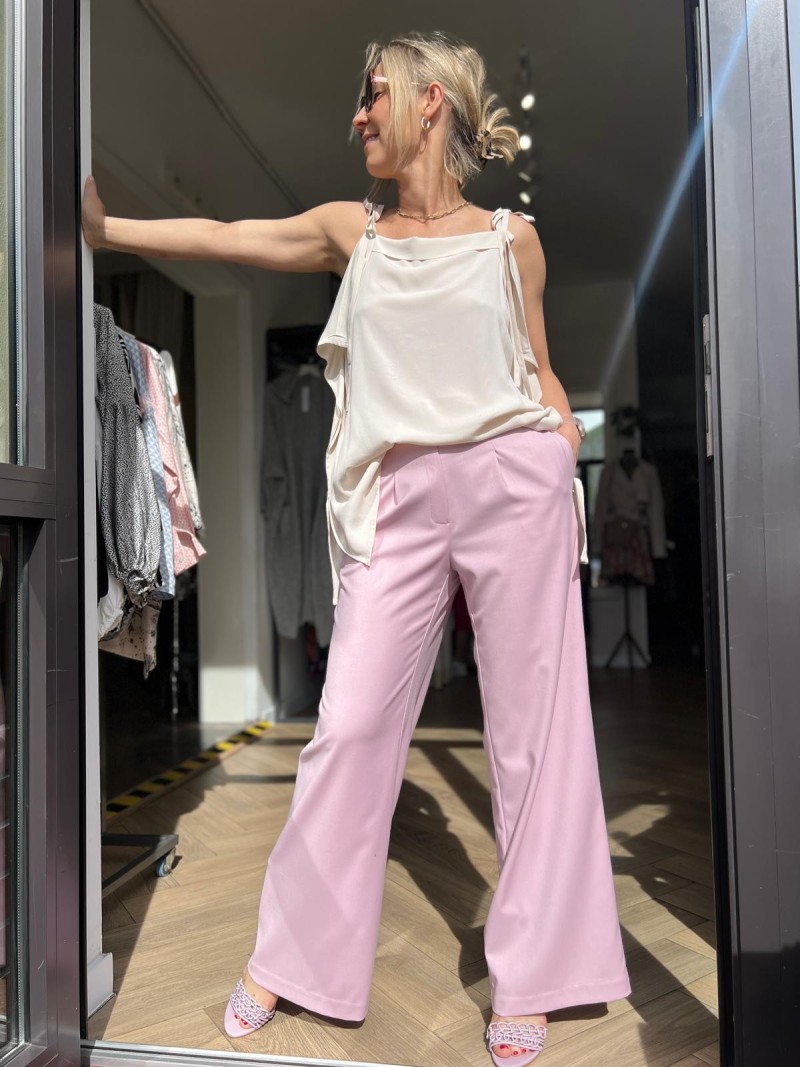 Miniatura produktu Różowe Spodnie z szerokimi nogawkami Caroline Powder&Pink