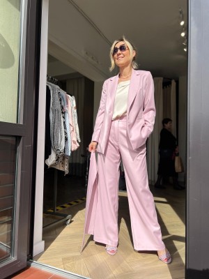 Różowe Spodnie z szerokimi nogawkami Caroline Powder&Pink