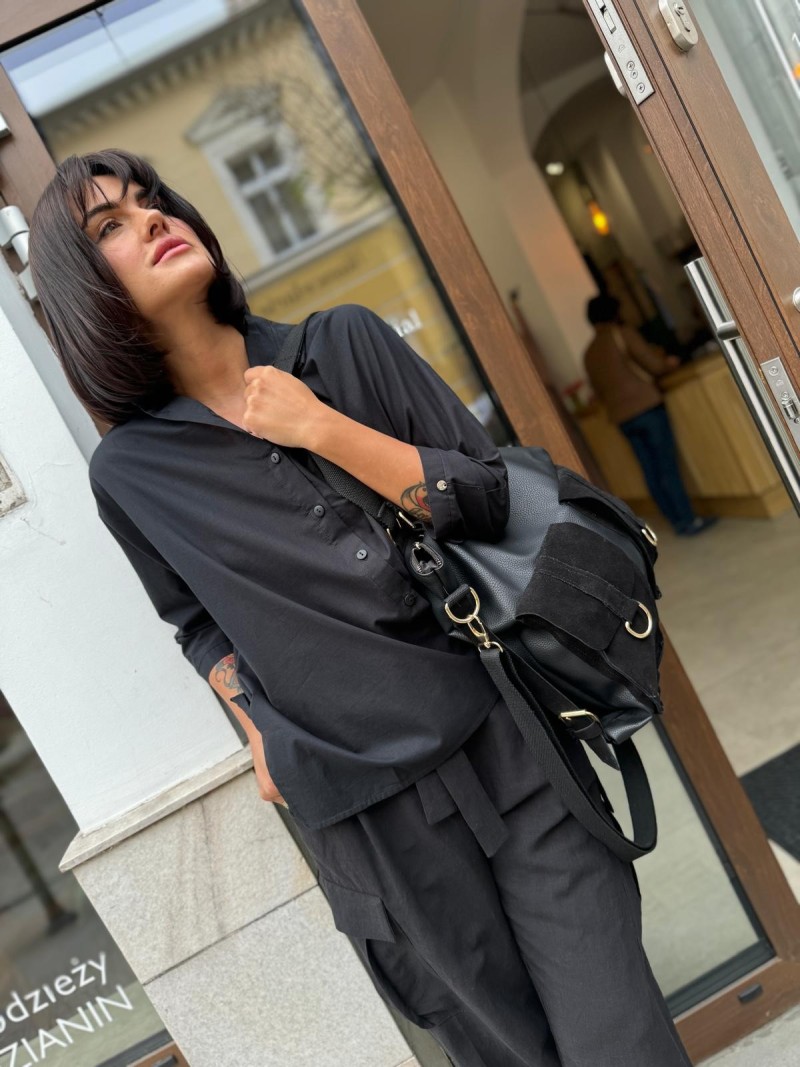 Miniatura produktu Czarna Bawełniana Koszula oversize z kołnierzykiem Ella Cotton Black