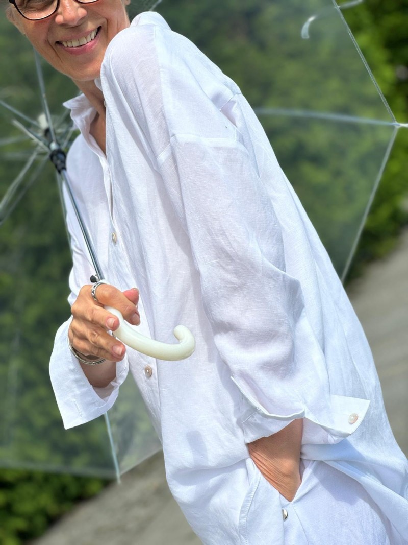 Miniatura produktu Długa Koszula wiskozowo-lniana w kolorze białym Galea White&Len