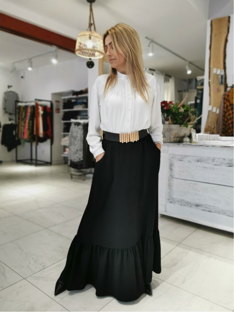 Miniatura produktu Długa czarna Spódnica Damska z kieszeniami Boho Black