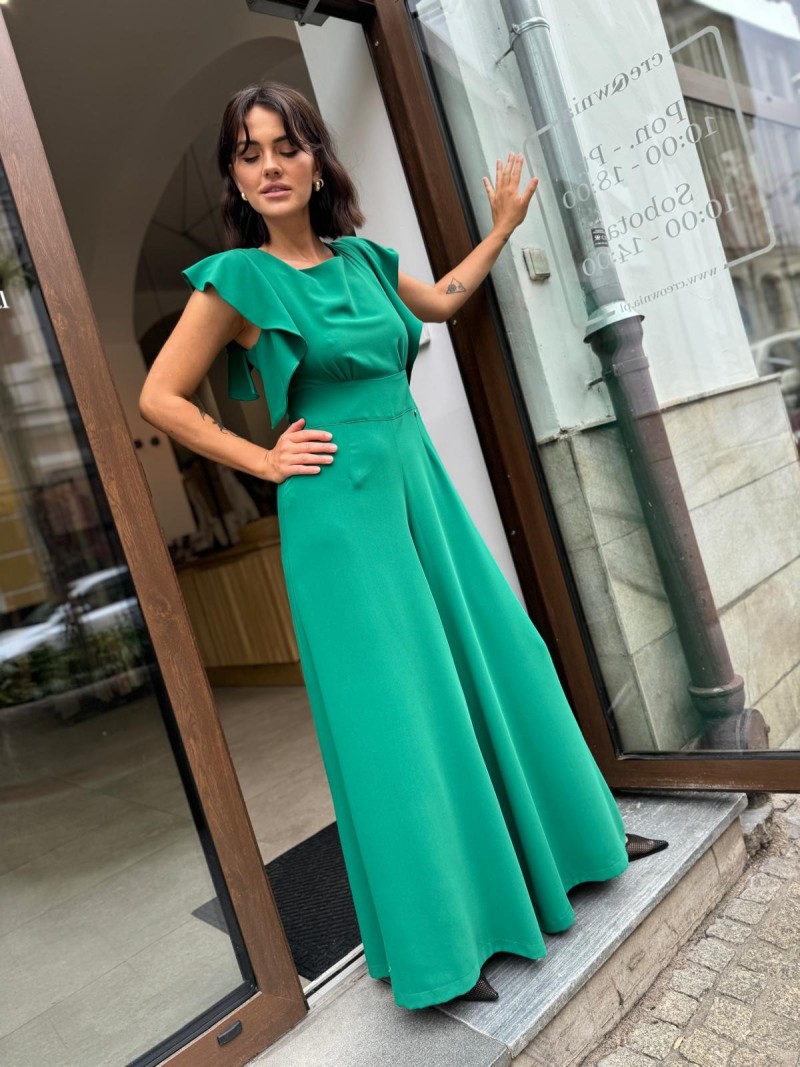 Miniatura produktu Zielony Kombinezon Damski z szerokimi rękawami i wiązaniem na plecach Chili Green