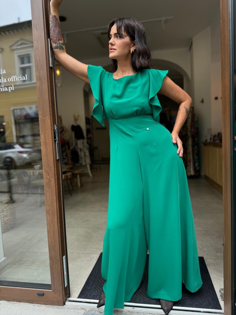 Miniatura produktu Zielony Kombinezon Damski z szerokimi rękawami i wiązaniem na plecach Chili Green