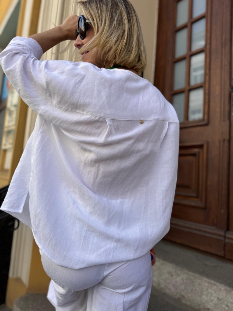 Miniatura produktu Biała Wiskozowa Koszula z lnem i rękawami 3/4 w stylu kimono Melia White