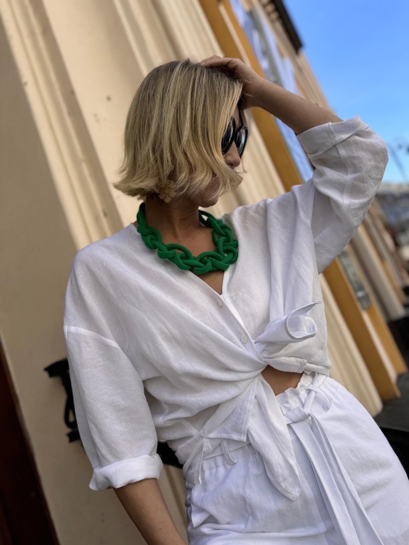 Miniatura produktu Biała Wiskozowa Koszula z lnem i rękawami 3/4 w stylu kimono Melia White