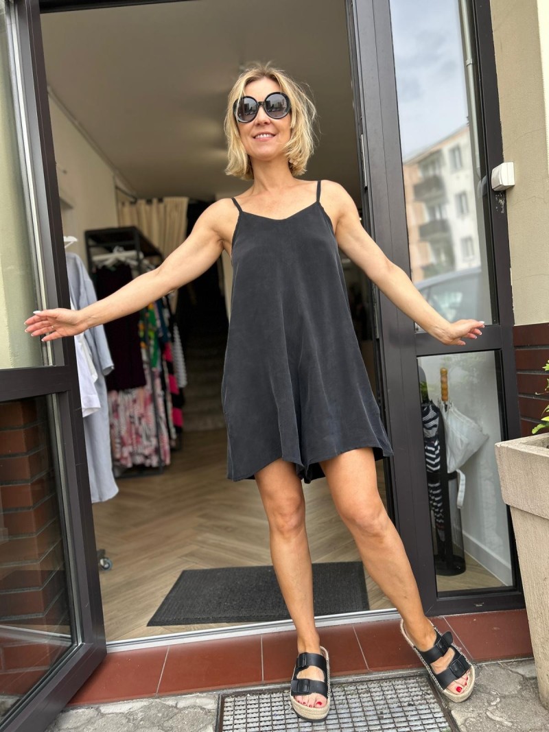 Miniatura produktu Czarny Krótki Kombinezon na ramiączkach odkrywający plecy Short Bali Black