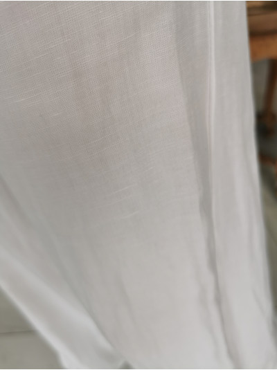 Białe Lniane Spodnie z kieszeniami i szeroką prostą nogawką Culoty Len&White