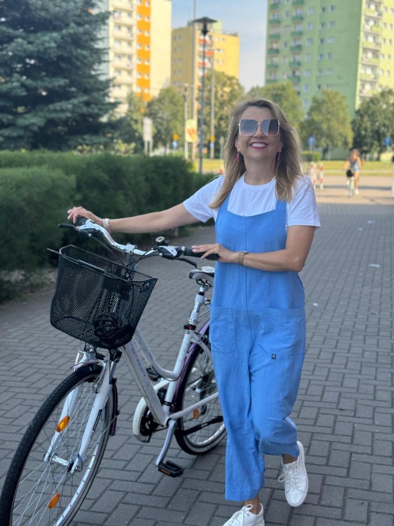 Miniatura produktu Niebieskie wiskozowo-lniane Ogrodniczki na lato z kieszeniami Blue Len