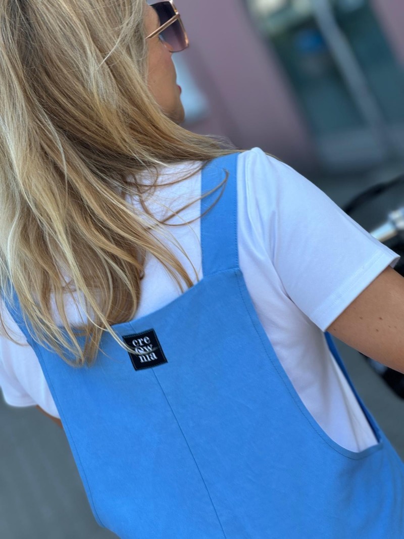 Miniatura produktu Niebieskie wiskozowo-lniane Ogrodniczki na lato z kieszeniami Blue Len