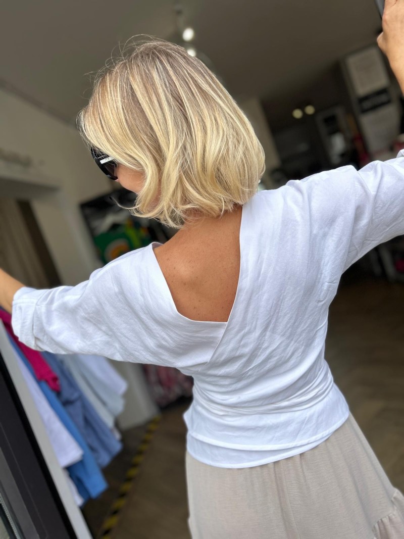 Miniatura produktu Wiskozowo-lniana Bluzka z wiązaniem w kolorze białym Reya Len&White