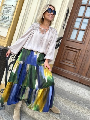 Kremowa Bluzka z wiązanym ściągnięciem i długim rękawem Bethany Creme