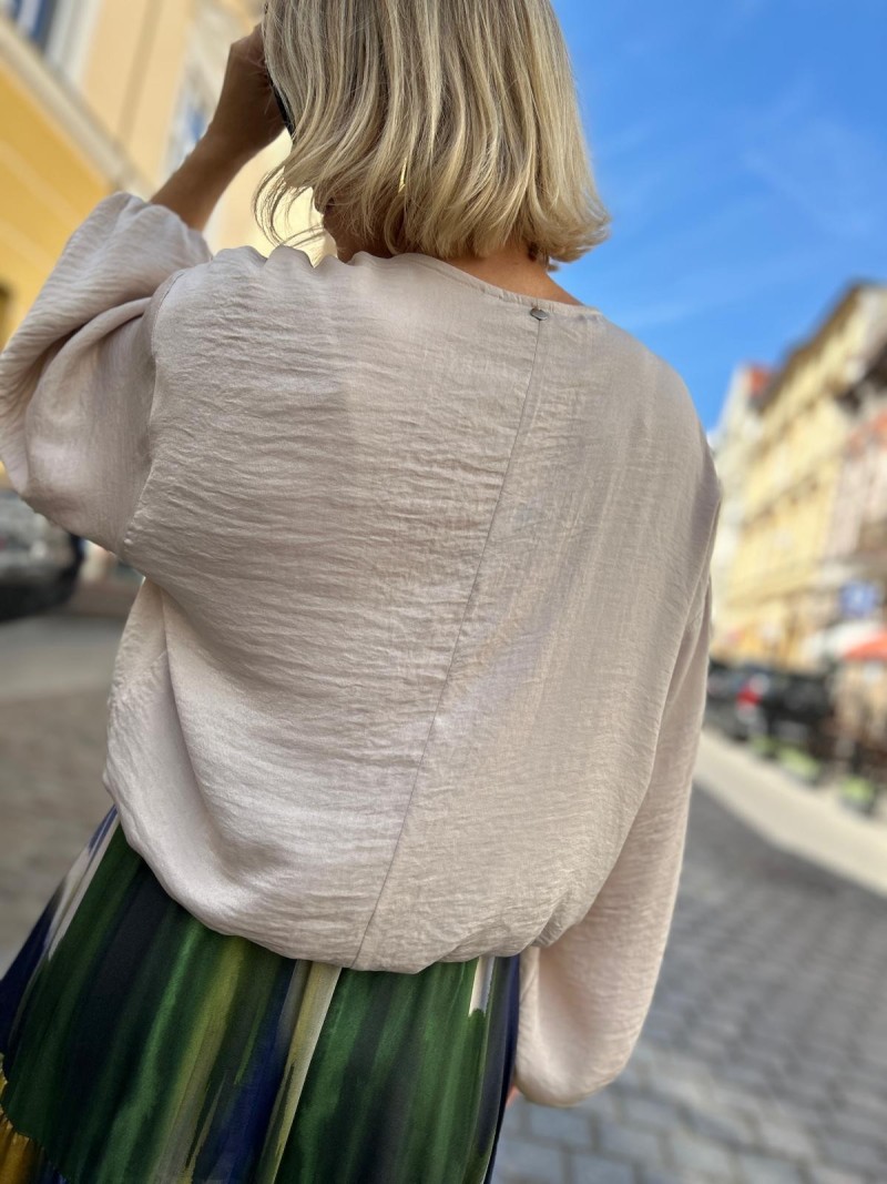 Miniatura produktu Kremowa Bluzka z wiązanym ściągnięciem i długim rękawem Bethany Creme