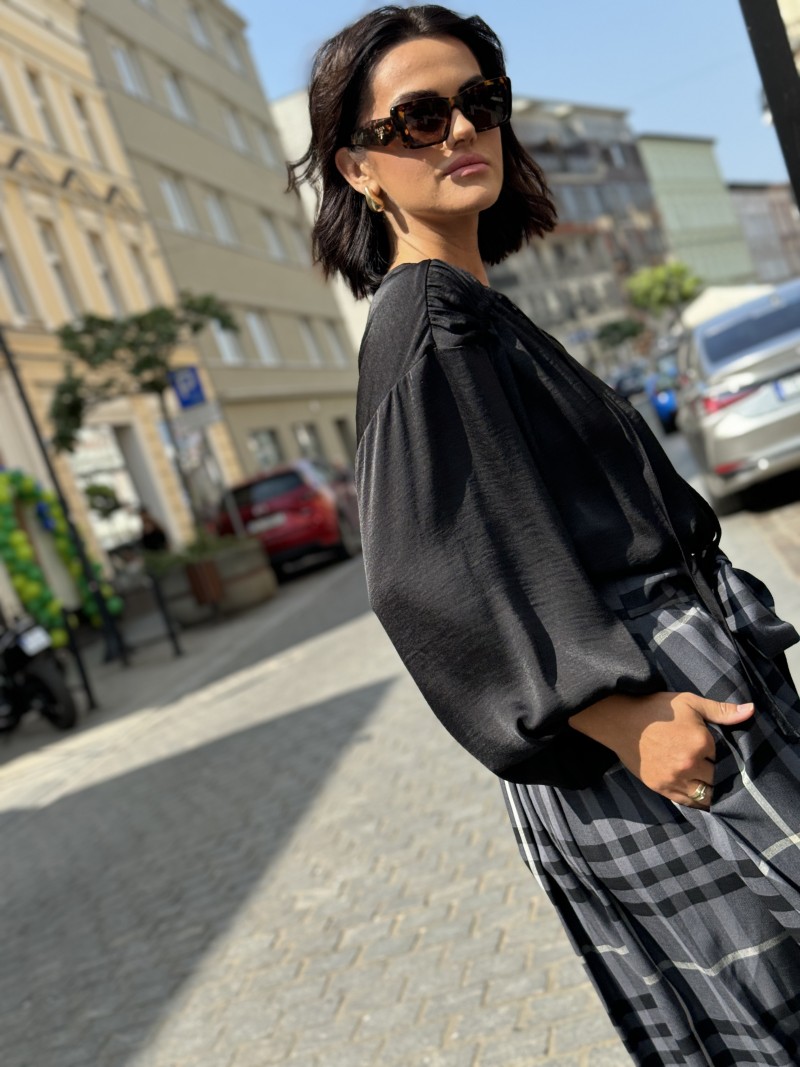 Miniatura produktu Czarna Bluzka z wiązanym ściągnięciem i długim rękawem Bethany Black