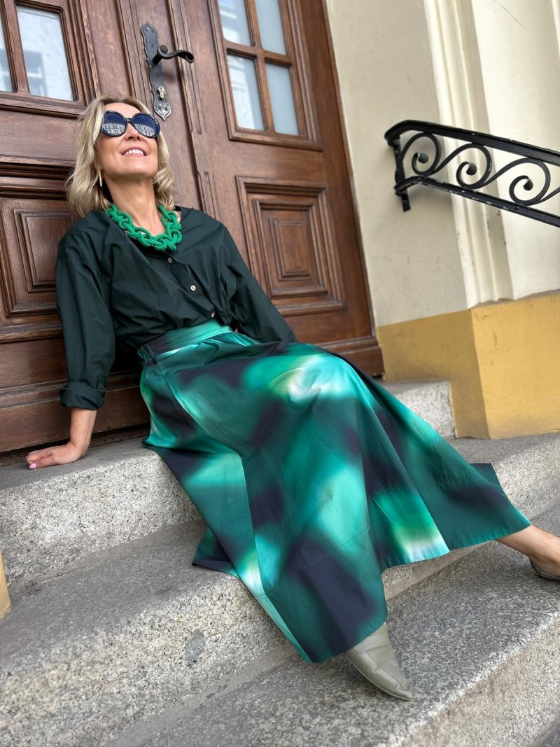 Miniatura produktu Zielona Koszula Bawełniana ze stójką asymetryczna Lidia Green