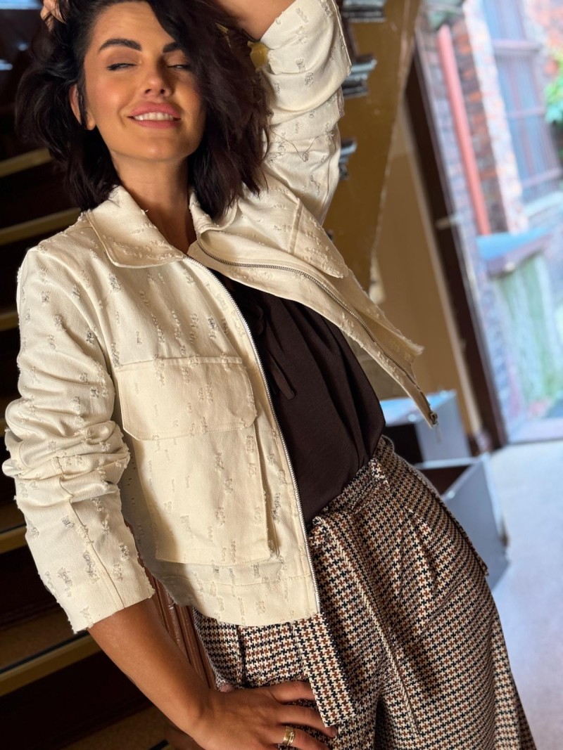 Miniatura produktu Bawełniana Kurtka ze stójką w kolorze białym Creo Jeans&White