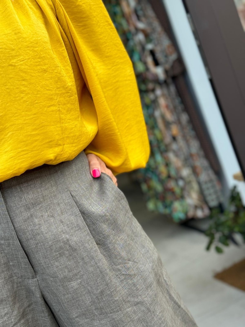 Miniatura produktu Lniane Spodnie w kolorze szarym z szerokimi nogawkami Caroline Grey