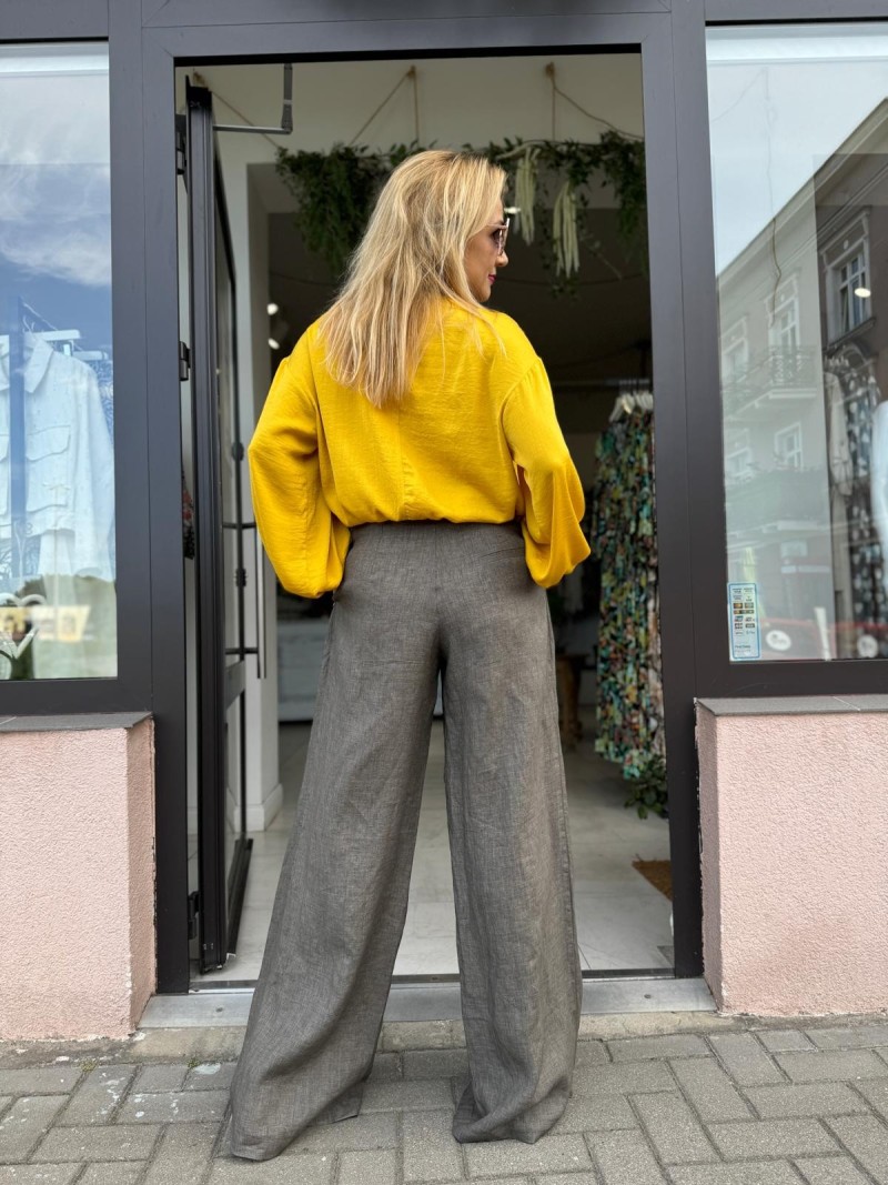 Miniatura produktu Lniane Spodnie w kolorze szarym z szerokimi nogawkami Caroline Grey