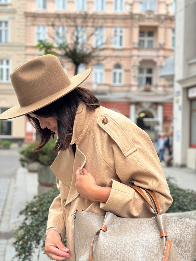 Miniatura produktu Beżowy płaszcz krótki wełniany z reglanowym rękawem London&Beige Short