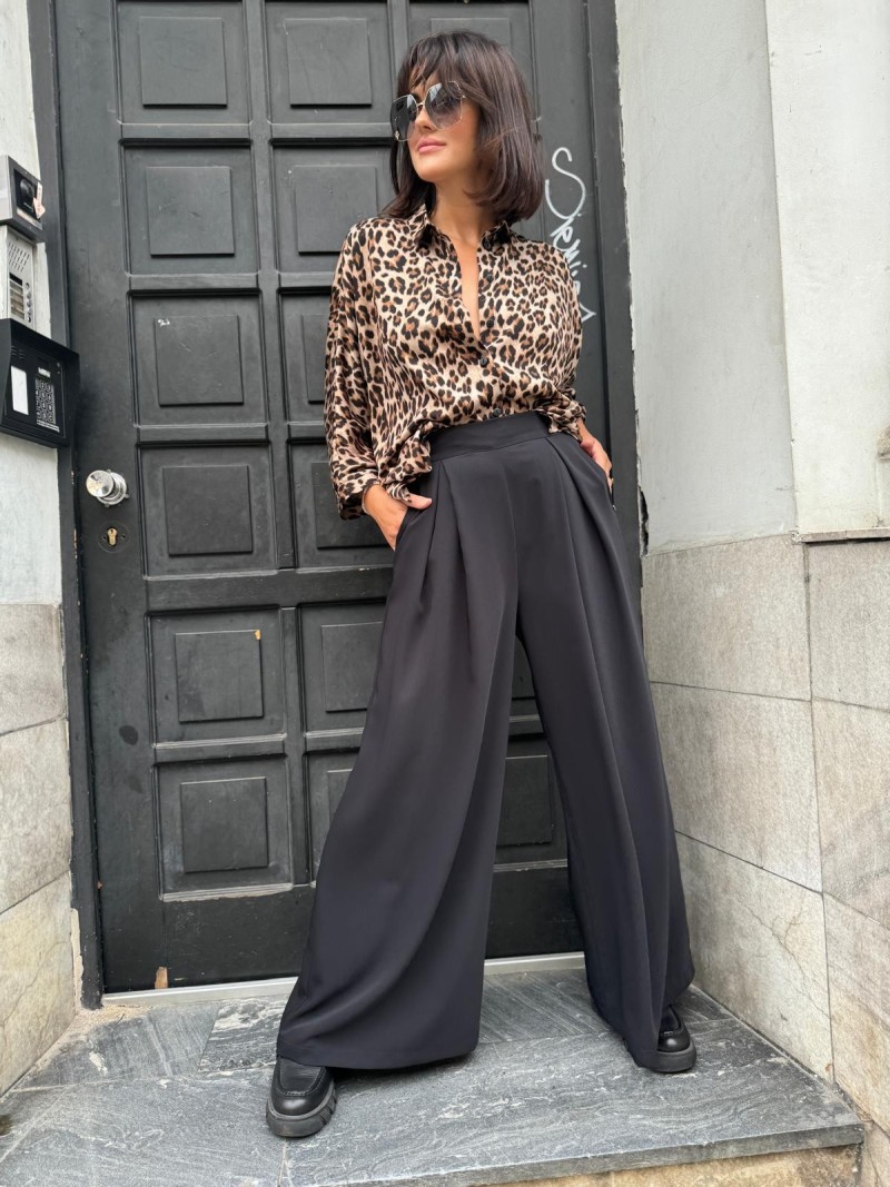 Miniatura produktu Czarne Spodnie Damskie Culoty z szerokimi nogawkami Karl Black