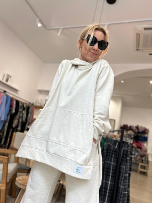 Beżowa Bawełniana Bluza asymetryczna Moya Beige&Konopie