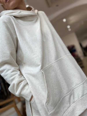 Beżowa Bawełniana Bluza asymetryczna Moya Beige&Konopie