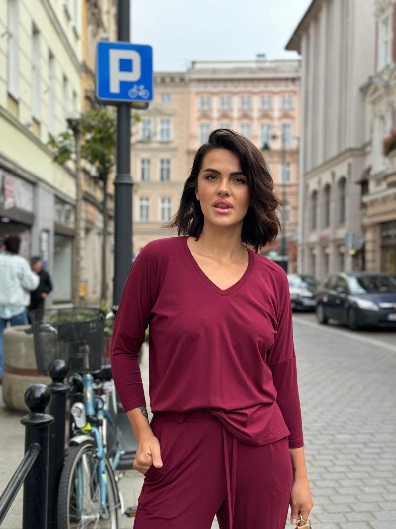 Miniatura produktu Bordowa Wiskozowa Bluzka z długim rękawem New Anne Bordo