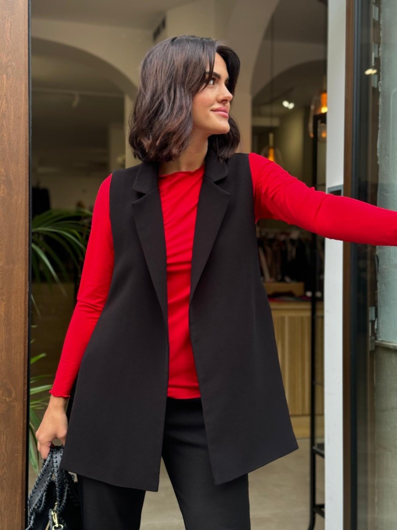 Miniatura produktu Czarna Kamizelka na podszewce ze złotymi klamerkami Lena Short Black