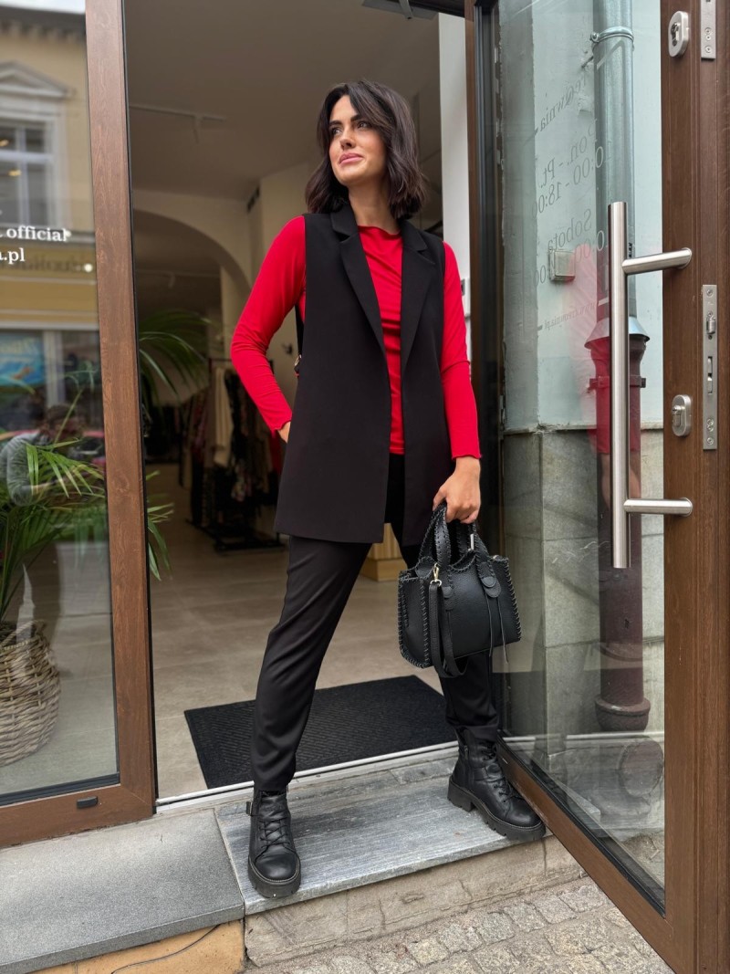 Miniatura produktu Czarna Kamizelka na podszewce ze złotymi klamerkami Lena Short Black