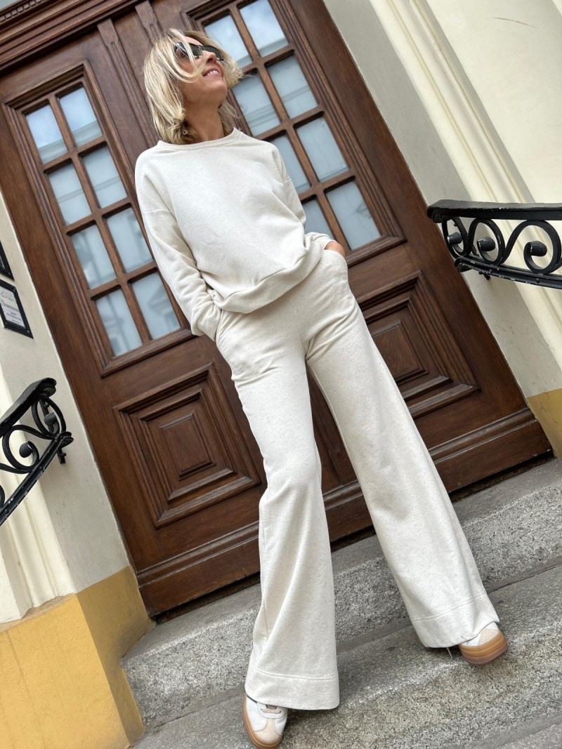 Miniatura produktu Beżowy zestaw dresowy z szerokimi nogawkami New York Beige&Konopie