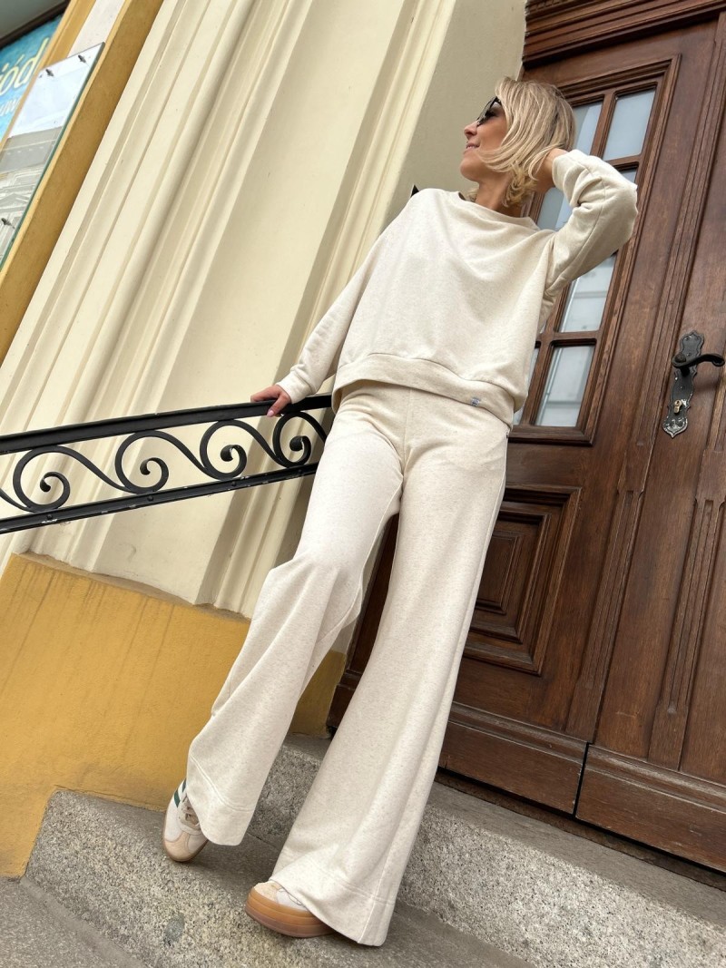 Miniatura produktu Beżowy zestaw dresowy z szerokimi nogawkami New York Beige&Konopie