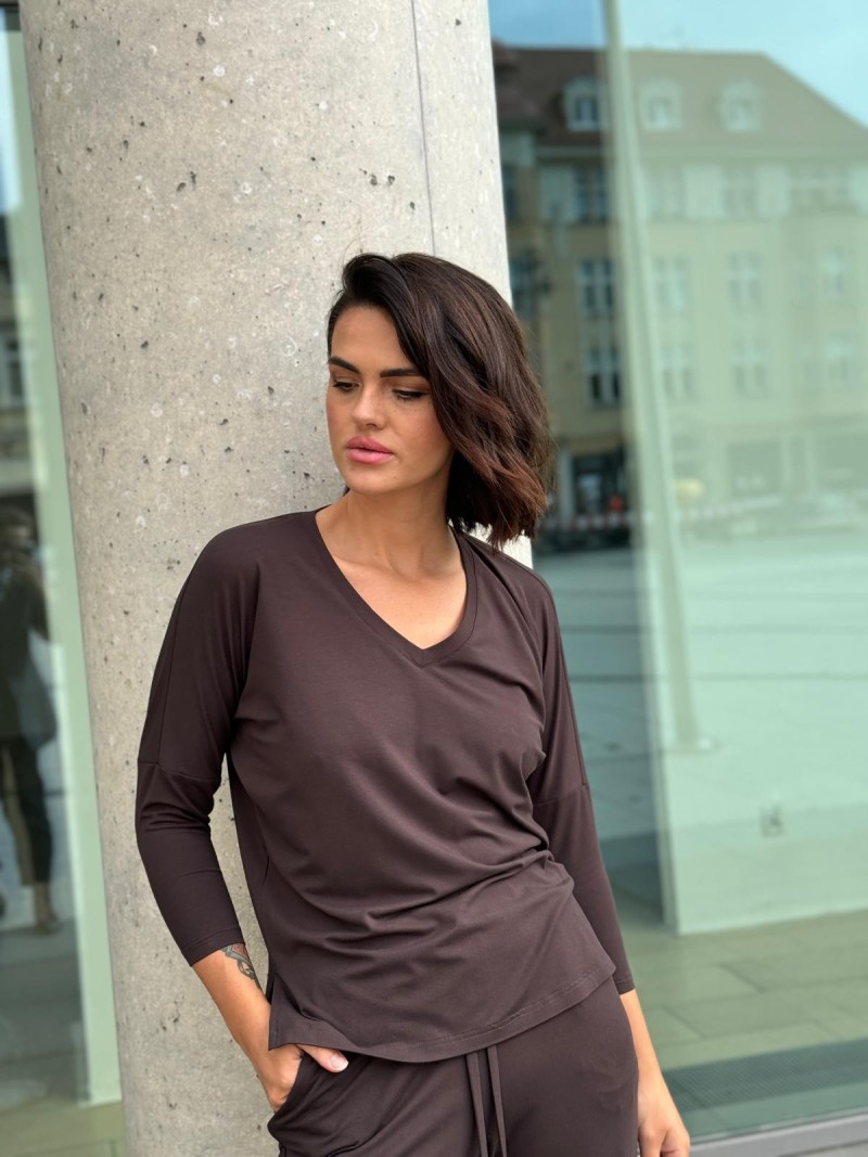 Miniatura produktu Brązowa Wiskozowa Bluzka z długim rękawem New Anne Brown