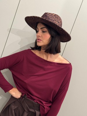 Bordowa Wiskozowa Bluzka na długi rękaw Cynthia Bordo