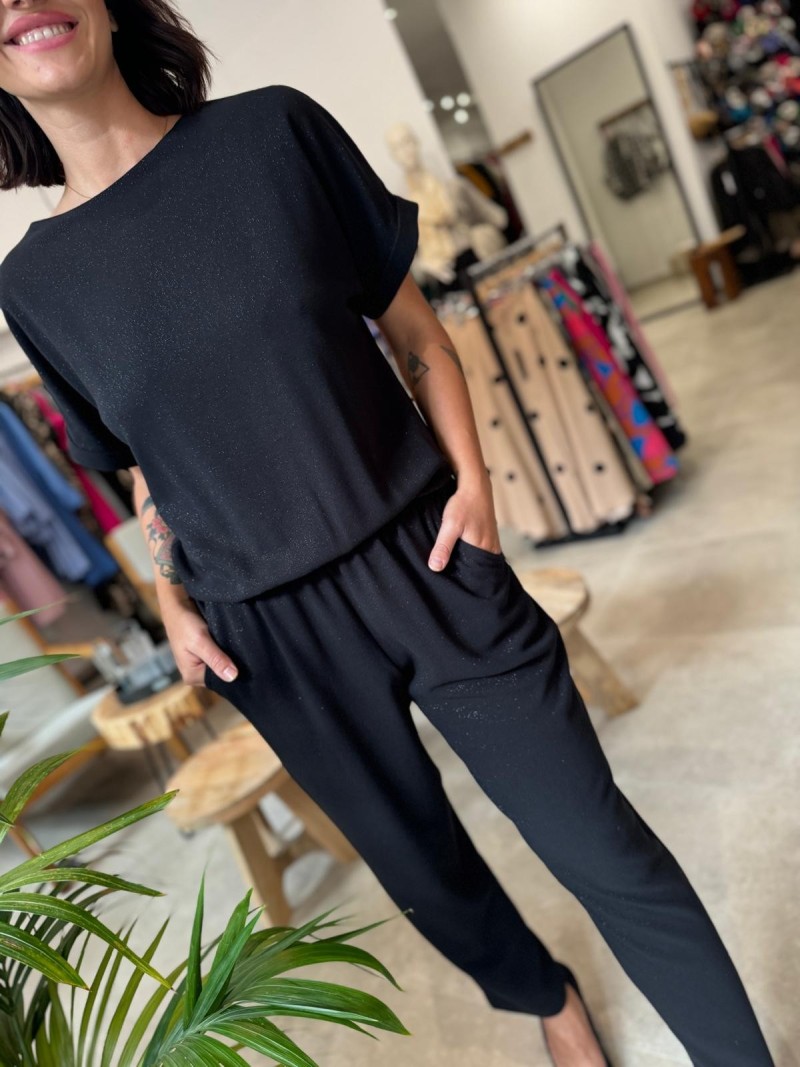 Miniatura produktu Czarny kombinezon na krótki rękaw o kroju kimono Rio Diamond&Black