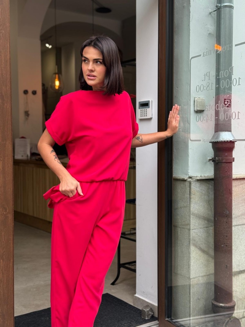 Miniatura produktu Kombinezon Damski o kroju kimono z kieszeniami w kolorze czerwonym Rio Red