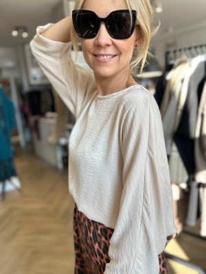 Damska Bluzka o kroju kimono z wiązaniem w kolorze kremowym Xani Creme