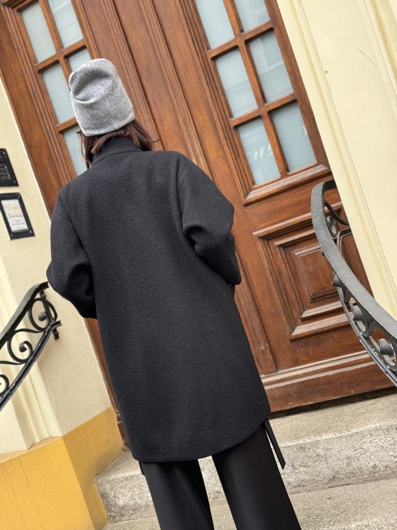 Miniatura produktu Czarny Wełniany Płaszcz oversize ze stójką i zapięciem na zatrzaski Olimpia Wool Black