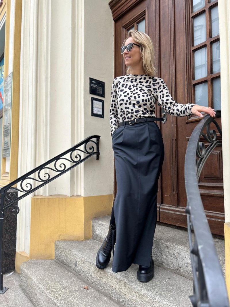 Miniatura produktu Grafitowa spódnica maxi z domieszką wełny Walia Wool&Graphitte