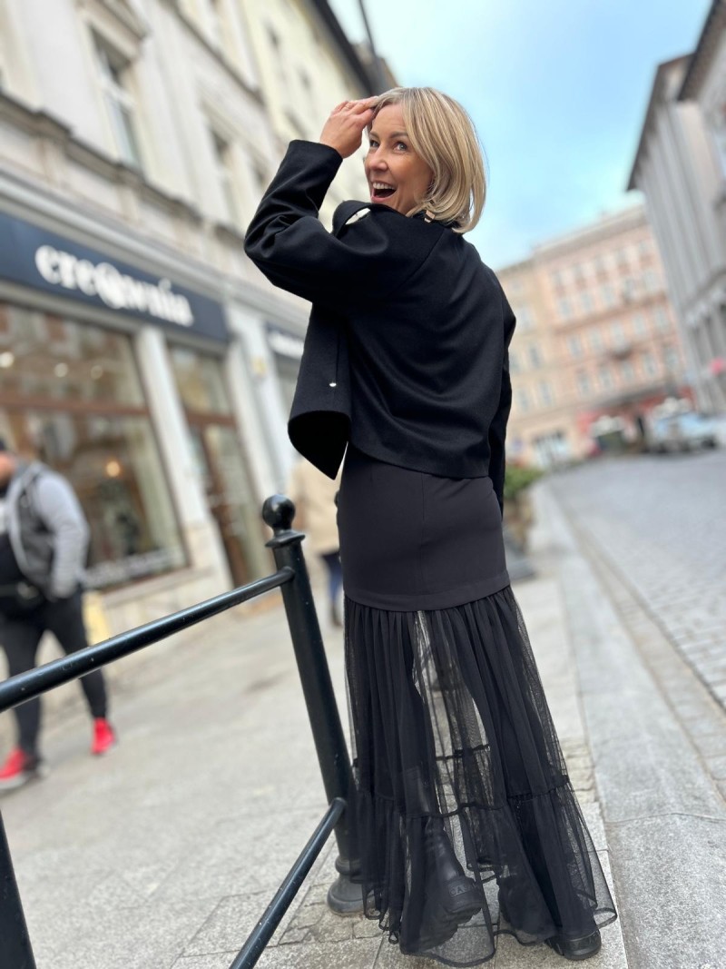 Miniatura produktu Czarna Spódnica Maxi z ołówkową górą i tiulowym dołem Ivana Black