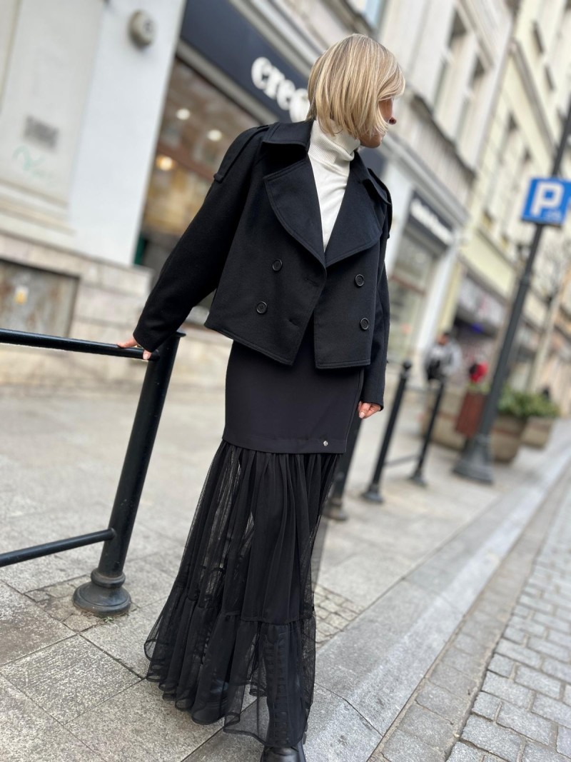 Miniatura produktu Czarna Spódnica Maxi z ołówkową górą i tiulowym dołem Ivana Black