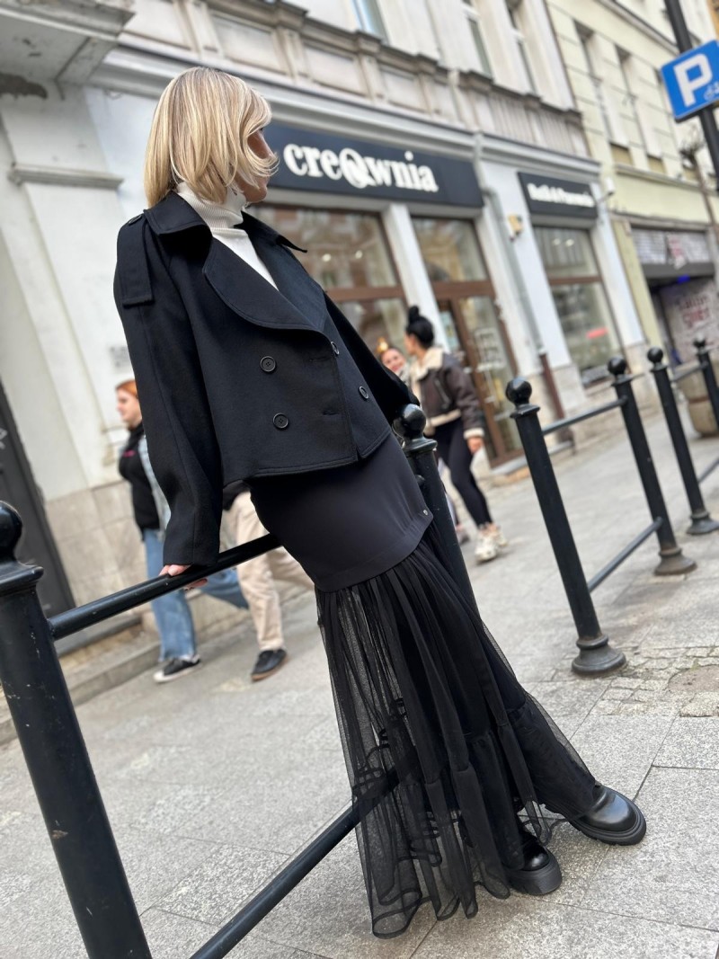 Miniatura produktu Czarna Spódnica Maxi z ołówkową górą i tiulowym dołem Ivana Black