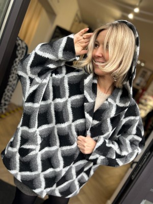 Szara Kurtka Wełniana z kapturem i kieszeniami Liwi Wool&Grey