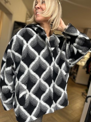 Szara Kurtka Wełniana z kapturem i kieszeniami Liwi Wool&Grey